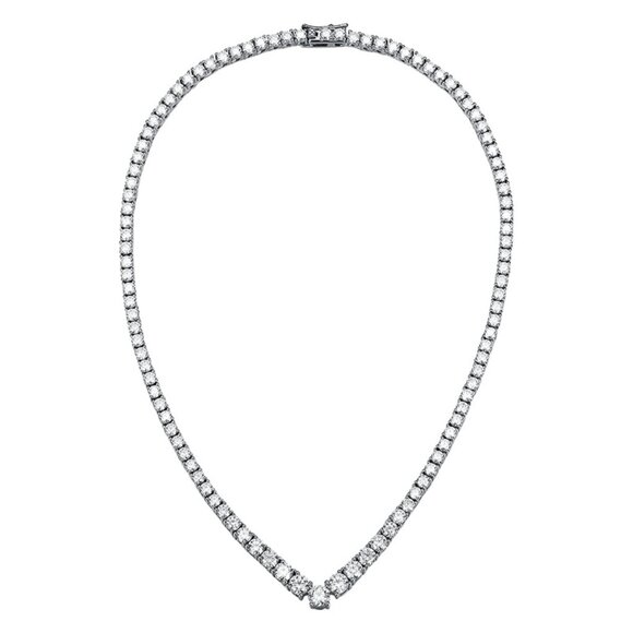 GRA Certified Moissanite Diamond Round Tennis Necklace 16ct, 18" - Picture 2 of 4
